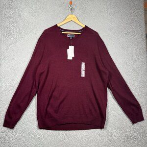 Club Room Sweater Men Size XL Burgundy Plum V‎ Neck Merino Wool Performance New